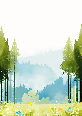 JPG 나무 감정 일러스트 자연 바람 산 풍경 초원 여름 파란색 평화 소리 산책로 들꽃 숲 조용 엉겅퀴 색감 경관 국내일러스트 AI일러스트 AI콘텐츠 자연요소 식물 계절 꽃 길 컬러 컨셉 날씨 생태계 파일형식