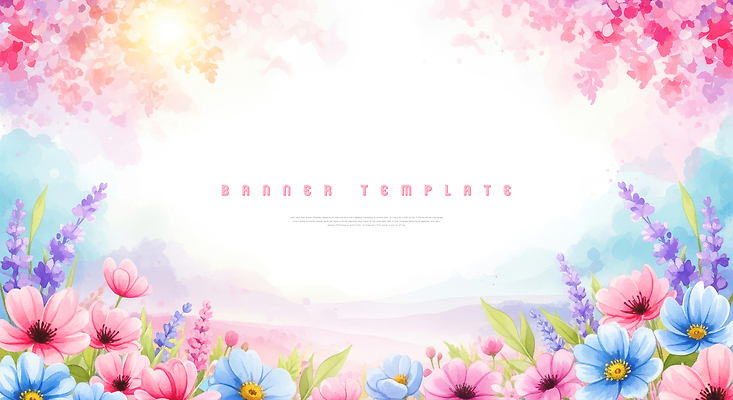 JPG 디자인 배너 꽃 예술 상징 컬러 백그라운드 패턴 일러스트 자연 수채화 프레임 그래픽 장식 여름 봄 신선 상쾌 화사함 밝은색 국내일러스트 AI일러스트 AI콘텐츠 식물 계절 감정 컨셉 무늬 생태계 파일형식