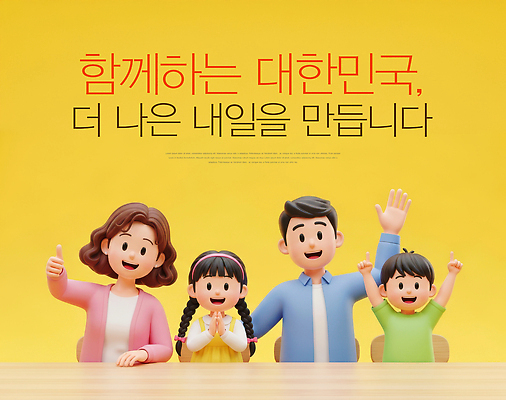 JPG 편집이미지 딸 행복 아들 가족 엄마 협력 한국 웃음 노란색 화목 기쁨 모임 아빠 소통 손흔들기 이미지편집 AI컴퓨터그래픽 AI콘텐츠 감정 아시아 컬러 컨셉 관계 모션 표정 파일형식