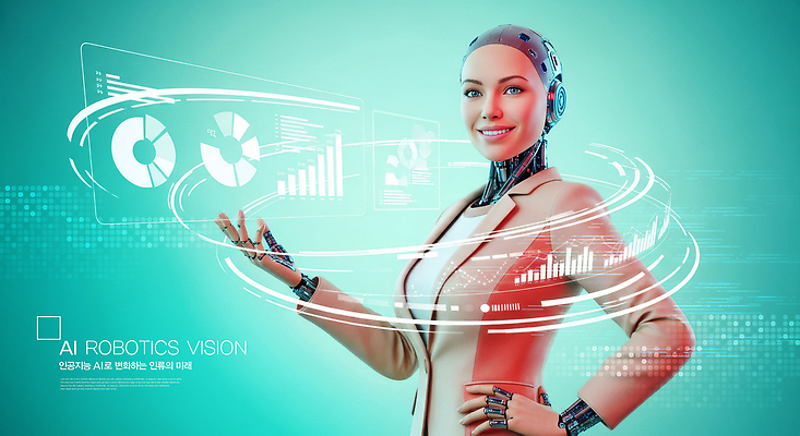 JPG 편집이미지 여자 미래 기술 실험 그래픽 자료 전문직 로봇 비전 시스템 공학 혁명 소프트웨어 AI_인공지능 이미지편집 AI컴퓨터그래픽 AI콘텐츠 직업 교육 컨셉 사람 파일형식