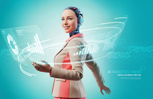 JPG 편집이미지 디자인 미래 기술 디지털 스크린 정보 사이버 로봇 비전 혁명 자동화 지능 AI_인공지능 이미지편집 AI컴퓨터그래픽 AI콘텐츠 컨셉 파일형식