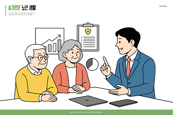 부부 노년 일러스트 그래프 친절 기술 건강 대화 안전 실버라이프 태블릿 정보 서비스 상담 노후대책 소통 고령화 국내일러스트 AI파일 라이프스타일 커플 컨셉 말하기 성인 전자제품 노후 스마트기기 사회이슈 파일형식 벡터