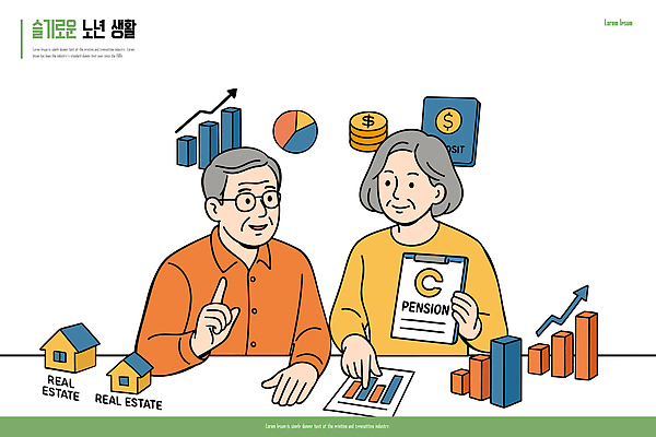 노년 일러스트 부동산 그래프 관리 대화 생활 금융 실버라이프 믿음 정보 재산 계획 편안함 은퇴 상담 문서 투자 노후대책 소통 연금 재정 조언 국내일러스트 AI파일 라이프스타일 감정 컨셉 비즈니스 말하기 성인 경제 노후 감각 파일형식 벡터