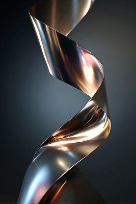 JPG 모양 편집이미지 디자인 예술 조각 나선형 빛 반사 금속 구조물 작품 소재 광택 창작 이미지편집 AI컴퓨터그래픽 AI콘텐츠 건축 무늬 재질 미술 파일형식