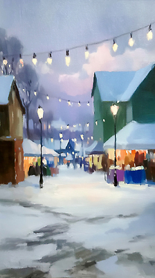 JPG 나무 겨울 일러스트 조명 거리 따뜻함 사람 풍경 빛 상점 축제 도시 휴일 시장 저녁 편안함 국내일러스트 AI일러스트 AI콘텐츠 식물 계절 감각 야간 파일형식