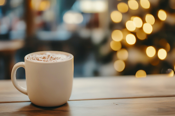 JPG 편집이미지 감정 커피 음료 크리스마스 겨울 휴식 따뜻함 장식 빛 카페 분위기 편안함 오브젝트 코코아 나무탁자 편집실사 AI포토 AI콘텐츠 계절 기념일 컨셉 탁자 상점 감각 CG 파일형식