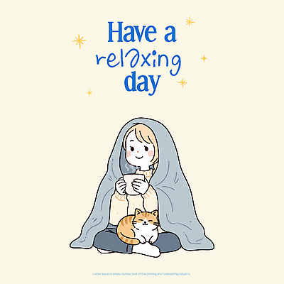 캐릭터 여자 행복 감정 여유 일러스트 모션 휴식 주택 실내 따뜻함 일상 반려동물 소파 고양이 편안함 담요 국내일러스트 AI파일 동물 컨셉 의자 포유류 사람 내부 건물 라이프 감각 파일형식 벡터