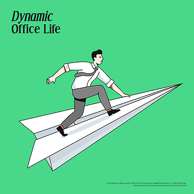 캐릭터 디자인 남자 감정 일러스트 모션 상상 성공 초록색 사무실 비행 표현 업무 작업 직장인 사무원 종이비행기 즐거움 모던 역동적 창의성 국내일러스트 AI파일 직업 컬러 컨셉 비즈니스 사람 종이접기 파일형식 벡터