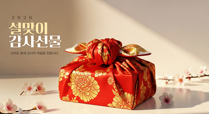 JPG 편집이미지 한국문화 전통 명절 포장 봄꽃 선물 이벤트 빨간색 선물상자 설날 금색 보자기 즐거움 보따리 화사함 설맞이 2026년 이미지편집 AI컴퓨터그래픽 AI콘텐츠 동양문화 기념일 꽃 감정 컬러 컨셉 한국 상자 봄 연도 파일형식 천_직물
