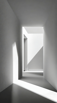 JPG 편집이미지 디자인 건축 벽 그림자 내부 빛 공간 흰색 복도 구출 발굴 모던 질감 편집실사 AI컴퓨터그래픽 AI콘텐츠 컬러 도움 CG 파일형식