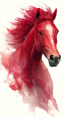 JPG 동물 예술 포즈 일러스트 페인팅 수채화 빨간색 고요 물감 표현 말 말_동물 액체 호기심 그림 작품 이미지 창의성 힘찬 국내일러스트 병오년 붉은말 AI일러스트 AI콘텐츠 감정 컬러 컨셉 포유류 미술 미술도구 파일형식 2026년