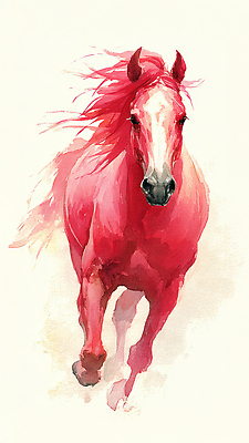 JPG 동물 감정 예술 컬러 일러스트 모션 자연 수채화 빨간색 달리기 표현 말 말_동물 속도 그림 이미지 조화 창의성 힘찬 국내일러스트 병오년 붉은말 AI일러스트 AI콘텐츠 컨셉 포유류 생태계 파일형식 2026년