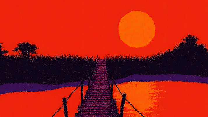 JPG 나무 일러스트 자연 풍경 물 태양 평화 소리 고요 일몰 시골 수면 저녁 그림 지평선 국내일러스트 AI일러스트 AI콘텐츠 자연요소 식물 컨셉 노을 야간 생태계 파일형식