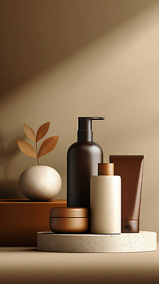 JPG 편집이미지 디자인 컬러 백그라운드 자연 장식 뷰티 화장품 공간 상품 편안함 모던 조화 구성 편집실사 AI컴퓨터그래픽 AI콘텐츠 감각 CG 생태계 파일형식