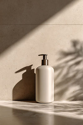 JPG 편집이미지 디자인 조명 실내 벽면 그림자 공간 양념 청소 오브젝트 모던 베이지색 세정제 편집실사 AI컴퓨터그래픽 AI콘텐츠 벽 컬러 내부 위생용품 CG 파일형식