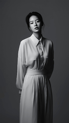 옷 뷰포인트 컬러 CG 파일형식 AI포토 모델 드레스 흰색 스튜디오 포즈 앞모습 모던 뷰티풀 패션 표정 스타일 편집이미지 편집실사 JPG 의료성형뷰티 AI인물포토 AI콘텐츠