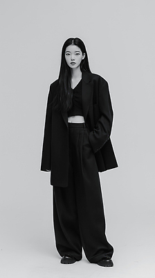 JPG 모델 편집이미지 옷 패션 포즈 바지 흑백 검은색 촬영 재킷 분위기 의료성형뷰티 스타일 편집실사 AI인물포토 AI콘텐츠 컬러 컨셉 하의 촬영기법 외투 CG 파일형식 AI포토