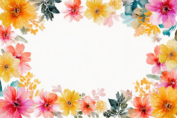 JPG 식물 디자인 꽃 포스터 예술 컬러 백그라운드 일러스트 도안 자연 수채화 장식 테두리 화사함 감성 꽃프레임 웹디자인 창의성 국내일러스트 AI일러스트 AI콘텐츠 컨셉 프레임 생태계 파일형식