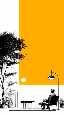 JPG 나무 감정 여유 생각 일러스트 자연 하늘 휴식 조명 거리 따뜻함 사람 앉기 풍경 일상 주황색 일몰 편안함 그늘 조화 국내일러스트 AI일러스트 AI콘텐츠 식물 컬러 컨셉 모션 라이프 노을 감각 생태계 파일형식