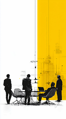 JPG 디자인 남자 의자 일러스트 회사 비즈니스 탁자 회의 협력 여러명 건물 사무실 도시 업무 토론 전략 스카이라인 의사소통 국내일러스트 AI일러스트 AI콘텐츠 건축물 가구 다수 사람 작업 파일형식