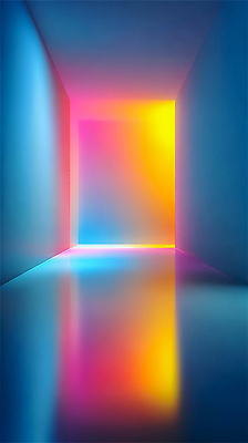 JPG 편집이미지 디자인 컬러 조명 내부 파란색 빛 반사 노란색 공간 방 분위기 그림 네온 생동감 홀로그램 이미지편집 AI컴퓨터그래픽 AI콘텐츠 컨셉 파일형식