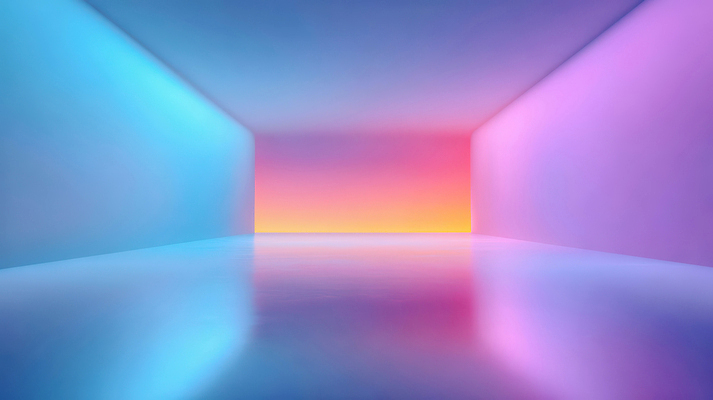 JPG 편집이미지 디자인 예술 벽 컬러 조명 반사 고요 공간 방 감각 분위기 매끈함 모던 네온 파스텔 홀로그램 이미지편집 AI컴퓨터그래픽 AI콘텐츠 컨셉 학용품 파일형식