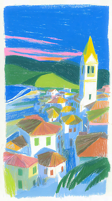 JPG 건축 유럽 문화 예술 바다 여행 일러스트 자연 하늘 아침 지붕 주택 풍경 여름 마을 노을 저녁 조화 유럽여행 색채 국내일러스트 AI일러스트 AI콘텐츠 주간 자연요소 계절 나라 해외여행 건물 야간 생태계 파일형식