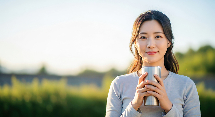 JPG 식물 편집이미지 여자 행복 커피 음료 자연 미소 야외 일상 청춘 햇빛 평화 촬영 즐거움 텀블러 의료성형뷰티 편집실사 AI인물포토 AI콘텐츠 감정 컨셉 표정 사람 라이프 컵 태양 CG 생태계 파일형식 AI포토