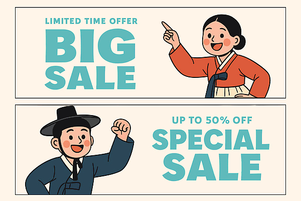 전통 계절 문화 일러스트 이벤트 쇼핑 세일 상점 정보 전통의상 고객 알림 남자한복 여자한복 프로모션 국내일러스트 AI파일 한복 파일형식 벡터