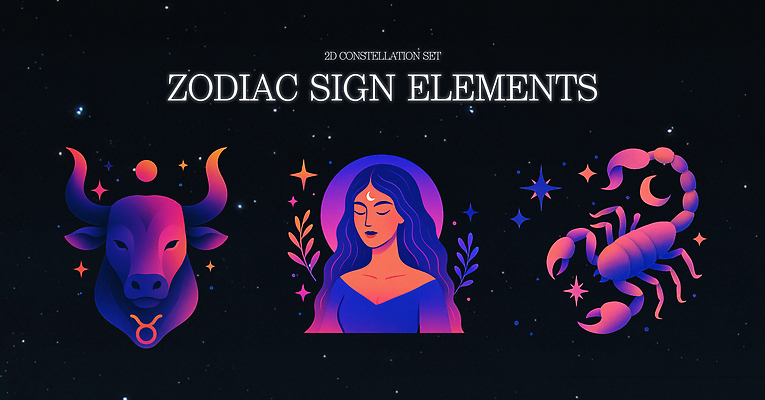 PSD 디자인 여자 예술 상징 컬러 백그라운드 일러스트 미술 그래픽 우주 별자리 심볼 힐링 점성술 전갈자리 조화 황소자리 국내일러스트 문화예술 사람 파일형식