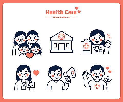 일러스트 의학 가족 모션 건강 병원 관리 사랑 치료 간호사 의사 질병 예방 관심 국내일러스트 AI파일 감정 관계 의료진 파일형식 벡터