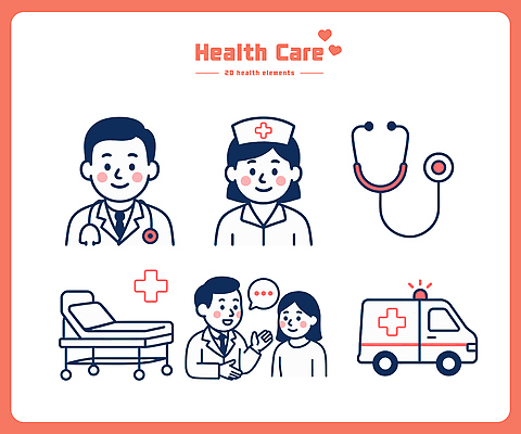 일러스트 의학 의료기기 건강 병원 치료 진료 환자 간호사 의사 구급차 상담 병상 국내일러스트 AI파일 자동차 의료진 파일형식 벡터