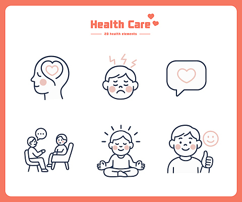 웰빙 행복 감정 일러스트 스트레스 건강 관리 대화 마음 명상 상담 심리 자기관리 정신건강 국내일러스트 AI파일 말하기 파일형식 벡터