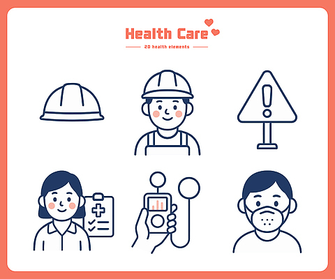 여자 남자 일러스트 의학 건강 경고 마스크 안전 장비 전문직 헬멧 신호 작업자 체크리스트 국내일러스트 AI파일 직업 사람 보호장비 파일형식 벡터