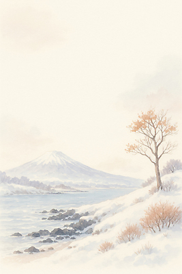 JPG 나무 바다 겨울 일러스트 자연 하늘 수채화 산 풍경 강 고요 산책 탐험 눈 고독 언덕 한국화 국내일러스트 AI일러스트 AI콘텐츠 자연요소 식물 계절 감정 날씨 휴식 동양화 생태계 파일형식