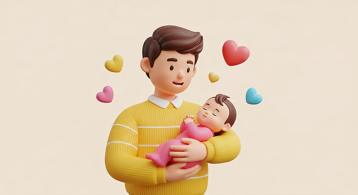 JPG 편집이미지 행복 인형 가족 관계 포옹 따뜻함 사랑 기쁨 육아 하트 아기 아빠 순간 육아대디 편집3D AI컴퓨터그래픽 AI콘텐츠 모양 감정 안기 사람 3D 파일형식