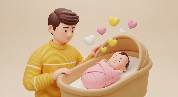 JPG 편집이미지 행복 감정 가족 따뜻함 사랑 기쁨 아기 아빠 장면 유모차 순간 육아대디 상호작용 편집3D AI컴퓨터그래픽 AI콘텐츠 관계 사람 3D 아기용품 파일형식