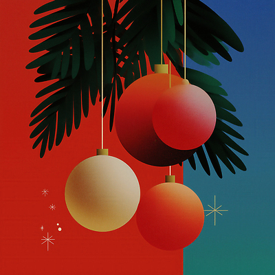 JPG 디자인 감정 컬러 백그라운드 크리스마스 일러스트 자연 풍경 장식 빨간색 파란색 크리스마스트리 축제 화려 조화 연말 국내일러스트 AI일러스트 AI콘텐츠 기념일 컨셉 생태계 파일형식