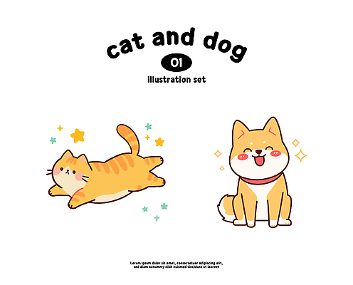 동물 캐릭터 행복 일러스트 상상 놀이 친구 반려동물 노란색 귀여움 고양이 개 저녁 편안함 즐거움 그림 국내일러스트 AI파일 감정 컬러 컨셉 포유류 관계 감각 야간 파일형식 벡터