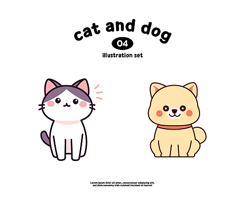 동물 캐릭터 디자인 행복 컬러 일러스트 친구 반려동물 귀여움 고양이 개 편안함 그림 심플 조화 동물그림 국내일러스트 AI파일 감정 컨셉 포유류 관계 감각 파일형식 벡터