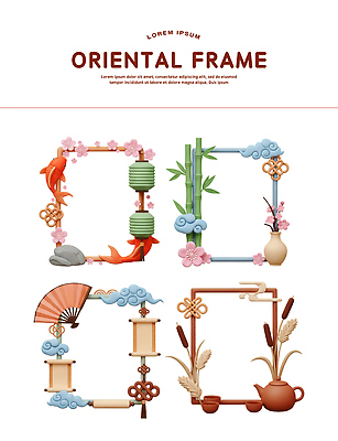 PSD 편집이미지 전통 디자인 문화 예술 컬러 프레임 연꽃 장식 정원 오리엔탈 대나무 조화 편집3D 나무 꽃 3D 파일형식