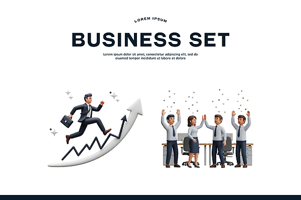 PSD 편집이미지 남자 비즈니스 성공 회의 그래프 협력 직장 기쁨 성장 축하 상승 전략 전문 정조 편집3D 감정 컨셉 회사 사람 3D 왕 파일형식