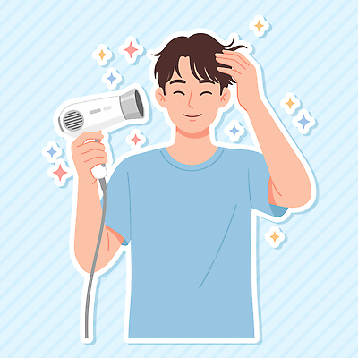 헤어스타일 패션 남자 행복 감정 백그라운드 일러스트 장신구 건조 관리 웃음 일상 청춘 뷰티 머리 드라이어 헤어관리 스타일링 국내일러스트 AI파일 컨셉 표정 사람 라이프 신체부위 미용용품 파일형식 벡터