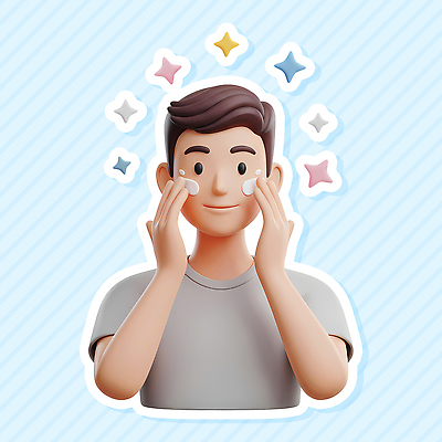 PSD 편집이미지 남자 행복 얼굴 건강 관리 일상 뷰티 평화 화장품 기쁨 세수 균형 피부관리 스킨케어 스트레스해소 편집3D 감정 컨셉 사람 라이프 신체부위 3D 청결 파일형식