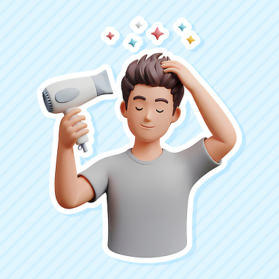 PSD 편집이미지 헤어스타일 패션 남자 주택 건조 관리 일상 뷰티 머리카락 머리 청결 편안함 드라이어 손질 스타일 편집3D 사람 건물 라이프 신체부위 3D 미용용품 감각 위생 파일형식