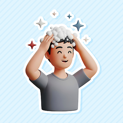 PSD 편집이미지 캐릭터 남자 행복 표정 일상 머리 목욕 청결 거품 즐거움 샴푸 스타일 편집3D 감정 사람 라이프 신체부위 위생용품 3D 위생 파일형식