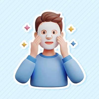 PSD 편집이미지 남자 행복 여유 얼굴 휴식 표정 뷰티 화장품 기쁨 피부관리 스킨케어 마스크팩 자기관리 편집3D 감정 컨셉 사람 신체부위 3D 팩 파일형식