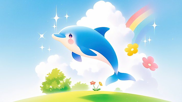 JPG 동물 꽃 행복 어린이 예술 컬러 무지개 일러스트 상상 자연 놀이 하늘 풍경 장식 파란색 꿈 돌고래 그림 환상 국내일러스트 AI일러스트 AI콘텐츠 자연요소 식물 감정 컨셉 포유류 사람 수중동물 생태계 파일형식