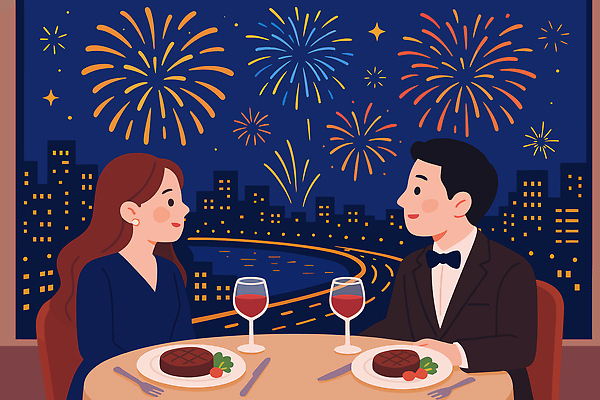 커플 기념일 행복 음식 야경 일러스트 탁자 불꽃놀이 사랑 스테이크 와인 축제 식사 저녁식사 로맨틱 만남 도시 분위기 저녁 즐거움 국내일러스트 AI파일 감정 가구 컨셉 관계 놀이 주류 서양음식 이벤트 야간 파일형식 벡터 풍경_경치