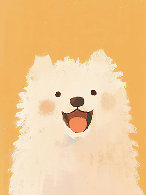 JPG 동물 행복 백그라운드 일러스트 털 표정 웃음 반려동물 노란색 귀여움 표현 강아지 즐거움 그림 화사함 국내일러스트 감정 컬러 컨셉 개 파일형식